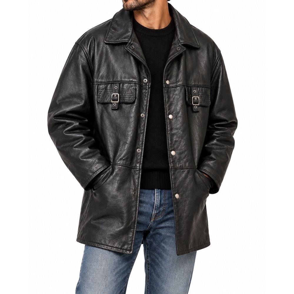 Vintage Breman’s Black Genuine Leather Car Coat Men’s XL Made USA